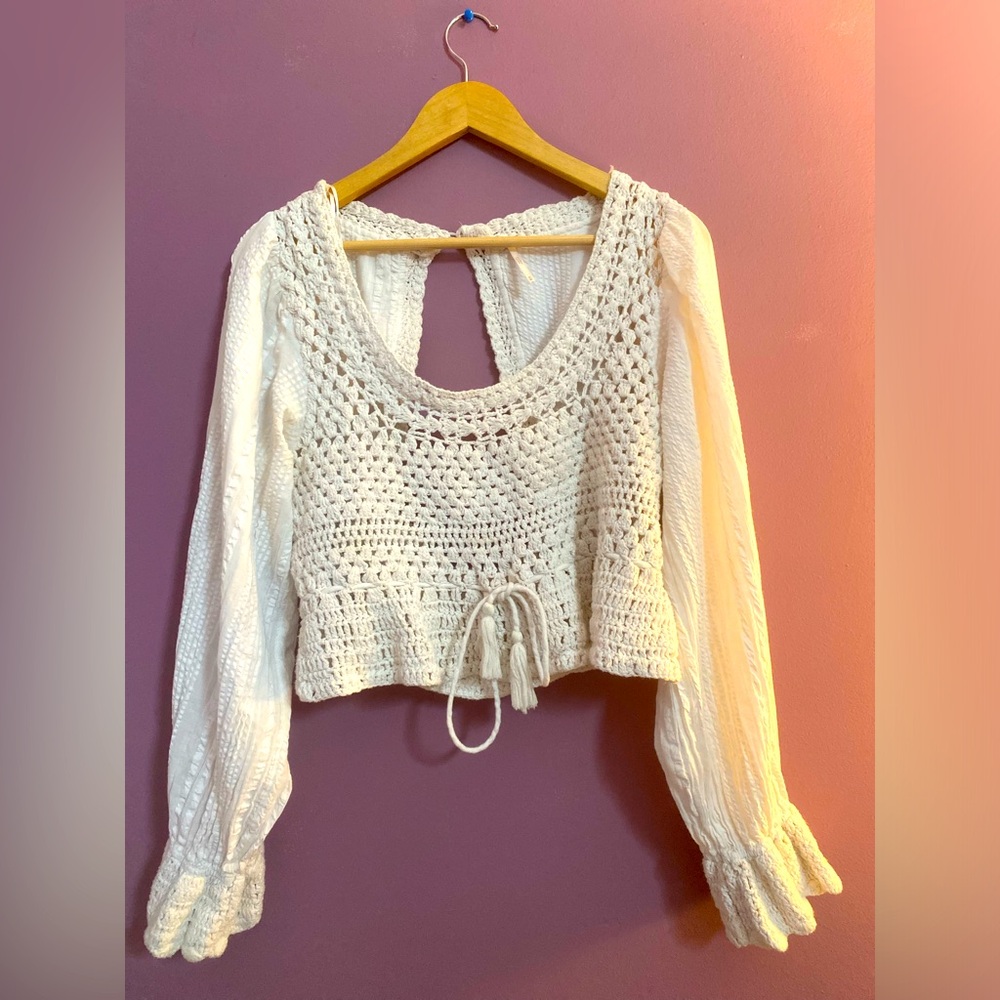 FREE PEOPLE | M | White Knitted Shirt